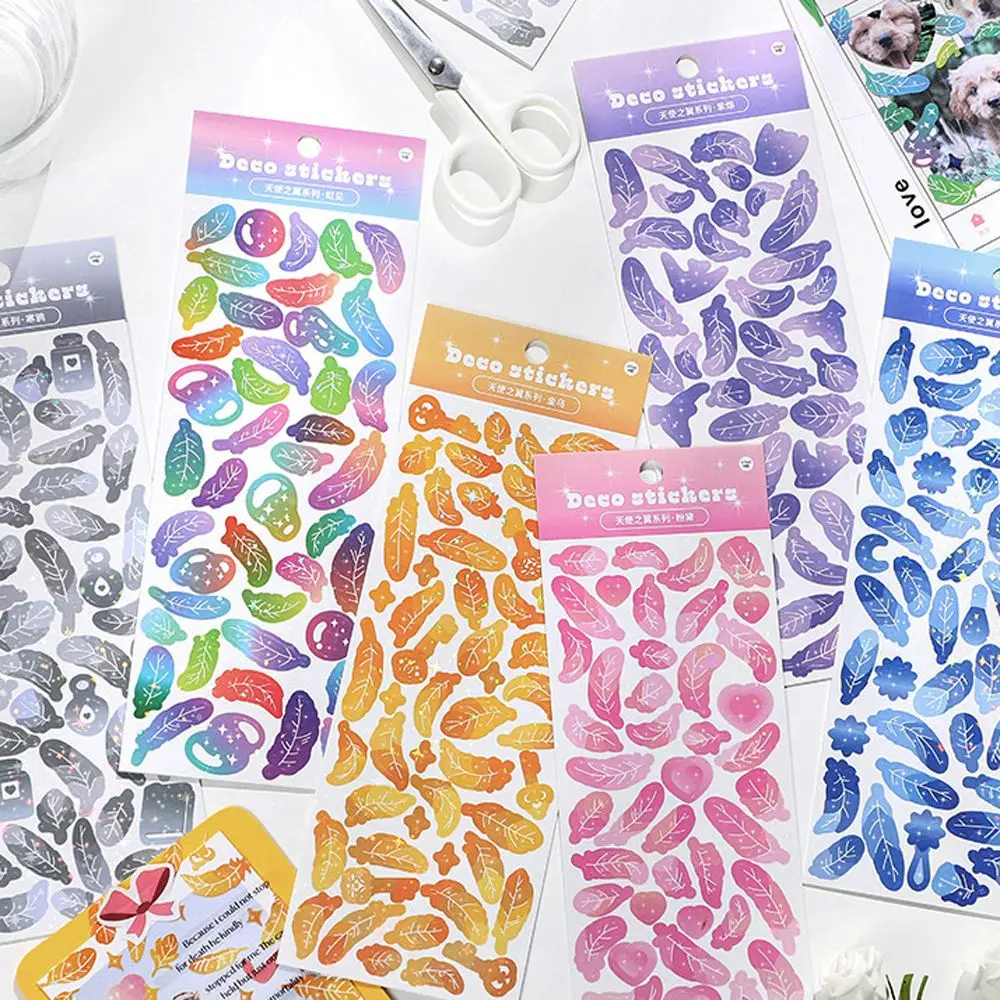 

1 Sheet Angel Wings Series Stationery Sticker Colorful Lovely Decorative Stickers Diary Scrapbook Hand Account Material Sticker
