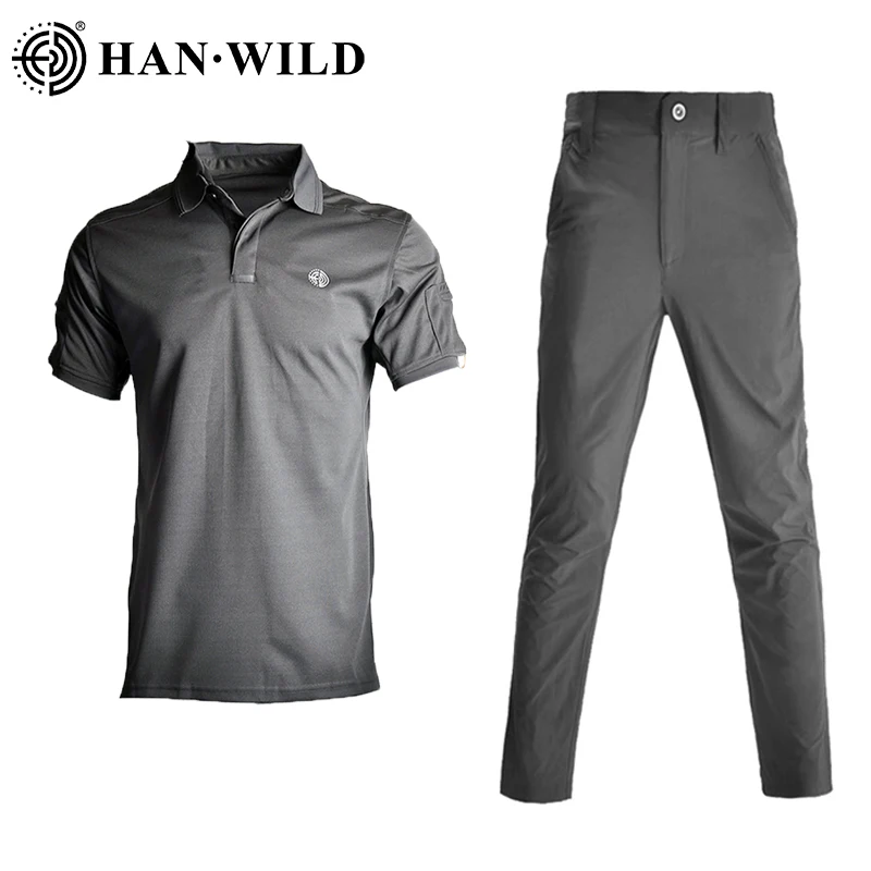 

HAN WILD Tactical Combat Suit Outdoor Casual Sport T-shirt Tops Multicam Uniform Men Military Army Pants Hunting Clothes Outfit