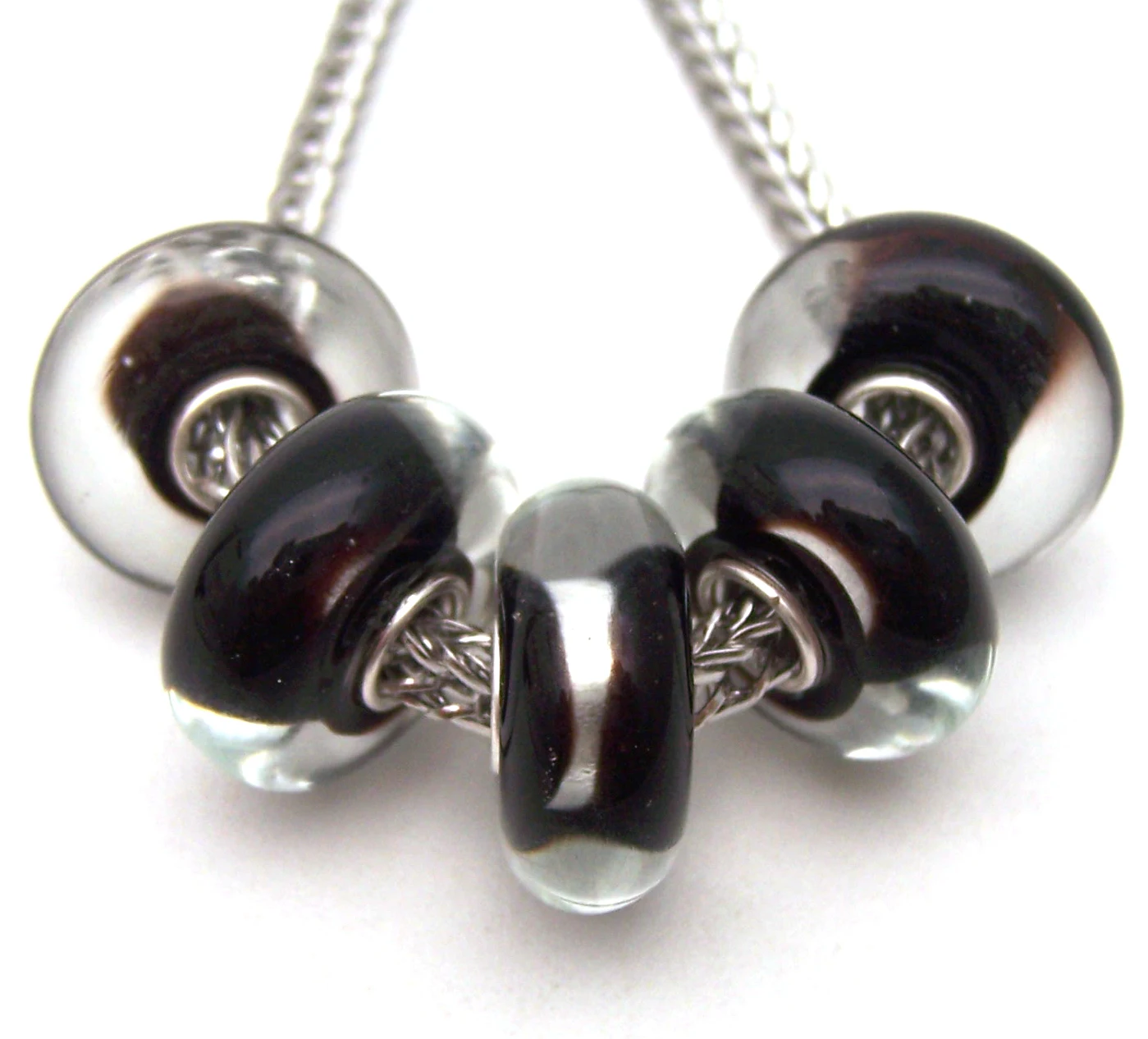 

Бусины из серебра 100% пробы с муранским стеклом