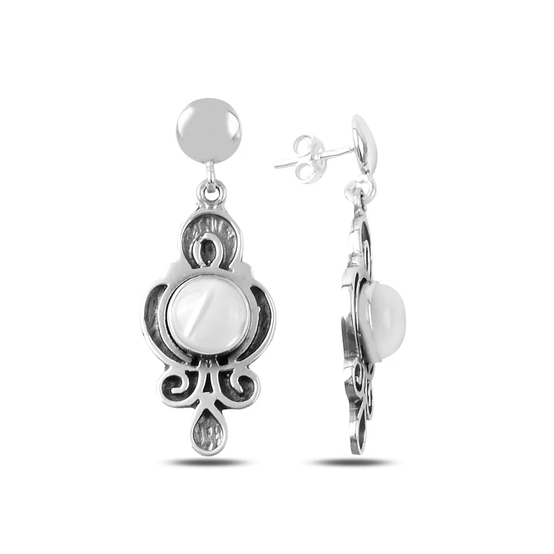 

Silver 925 Sterling Pearl Stone Handwork Earrings