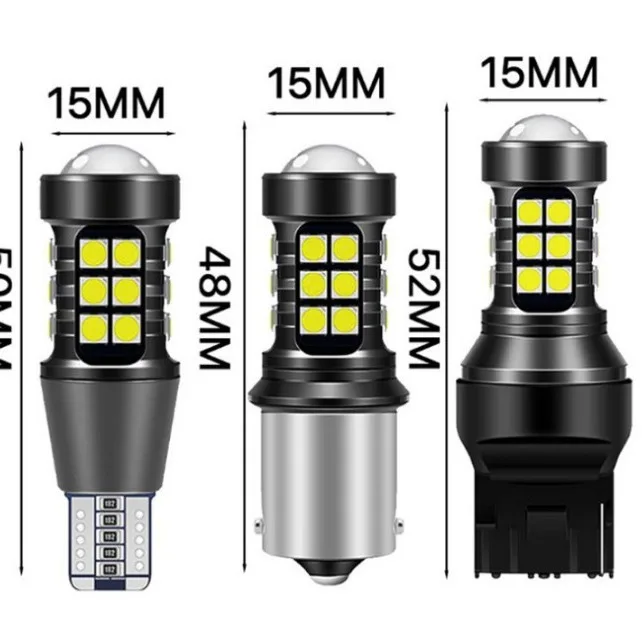 Фото Светодиодная лампа для автомобиля T20/T15, декодирующая, для стоп-сигналов, 1157, 1156, 7440, 7443, 3030, 27SMD, для заднего хода №2