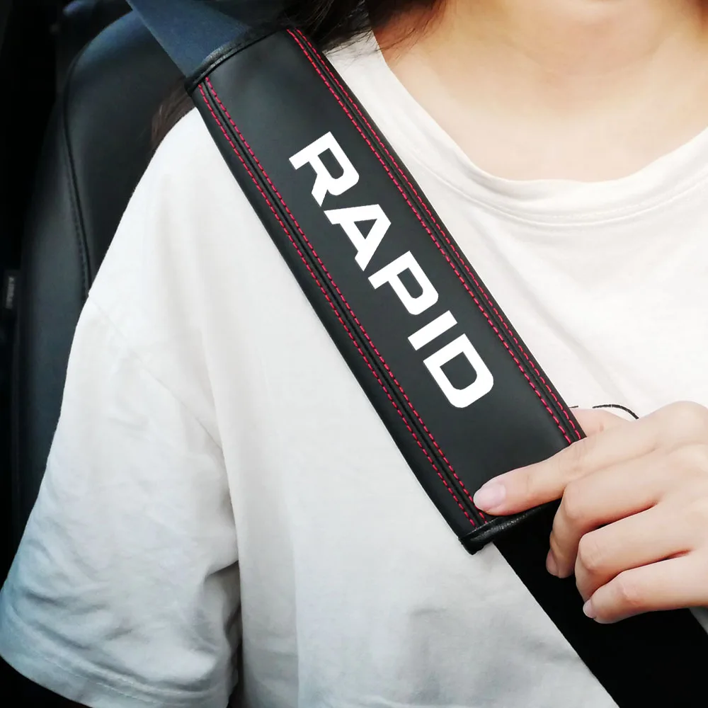 

1Pcs Car accessories Seat Belt Leather Safety Belt Shoulder Cover for Skoda Rapio Protection Seat Belt Padding Pad Car Interior