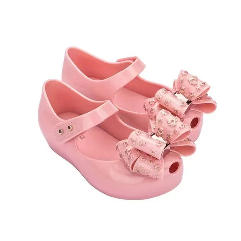 Босоножки для девочек Mini HMI087, детские летние блестящие сандалии с бантом для детей, водонепроницаемые Нескользящие пляжные сандалии, обувь Melissa, 2024