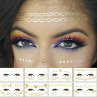 2022 new gold face temporary tattoo waterproof blocked freckles eye decal 3d sexy tattoo makeup stickers for women tattoo