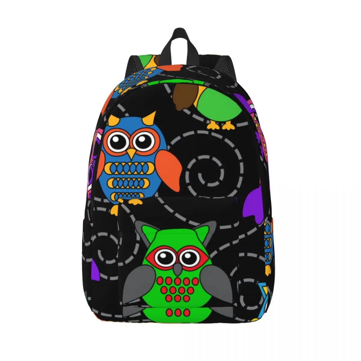 

Curls And Cartoon Owls Backpack Unisex Travel Bag Schoolbag Bookbag Mochila