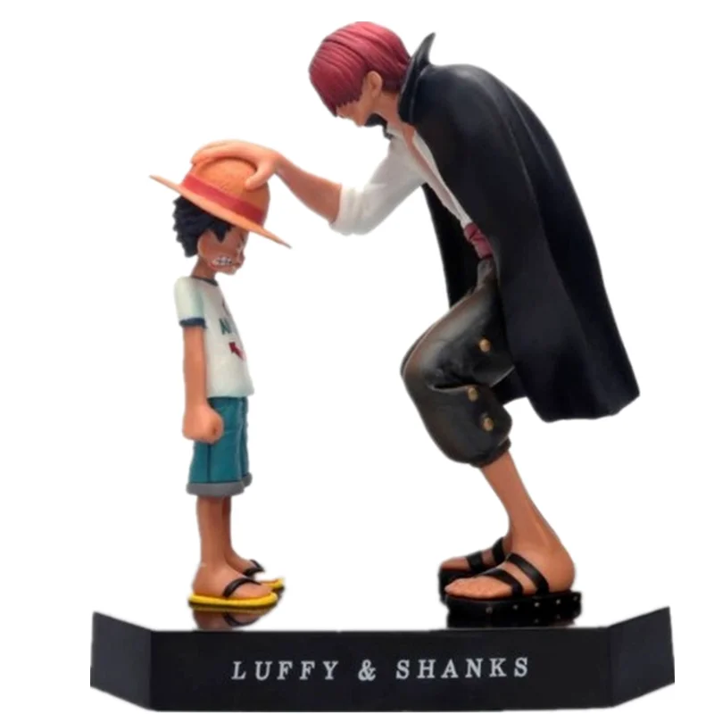 

15cm One Piece Anime Character Red-haired Shanks Touch Head Straw Hat Luffy Action Figure Ornament Christmas Children's Gift