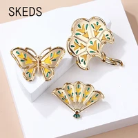 skeds classic enamel butterfly leaf brooches for women men exquisite banquet wedding jewelry vintage palace brooch for lady pin