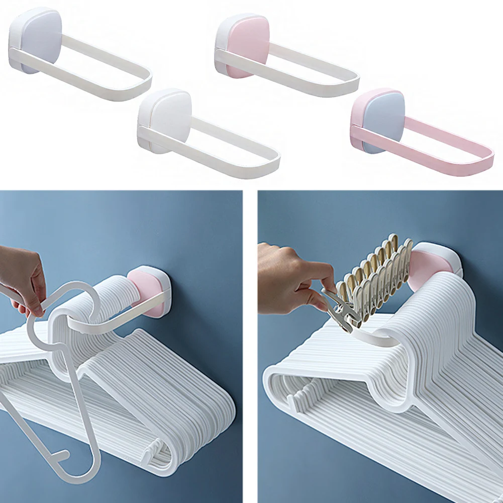 

Clothes Hanger Storage Rack Folding Hanger Punch-Free Storage Holder Space Saving Hanger Stacker For Balcony Laundry Room
