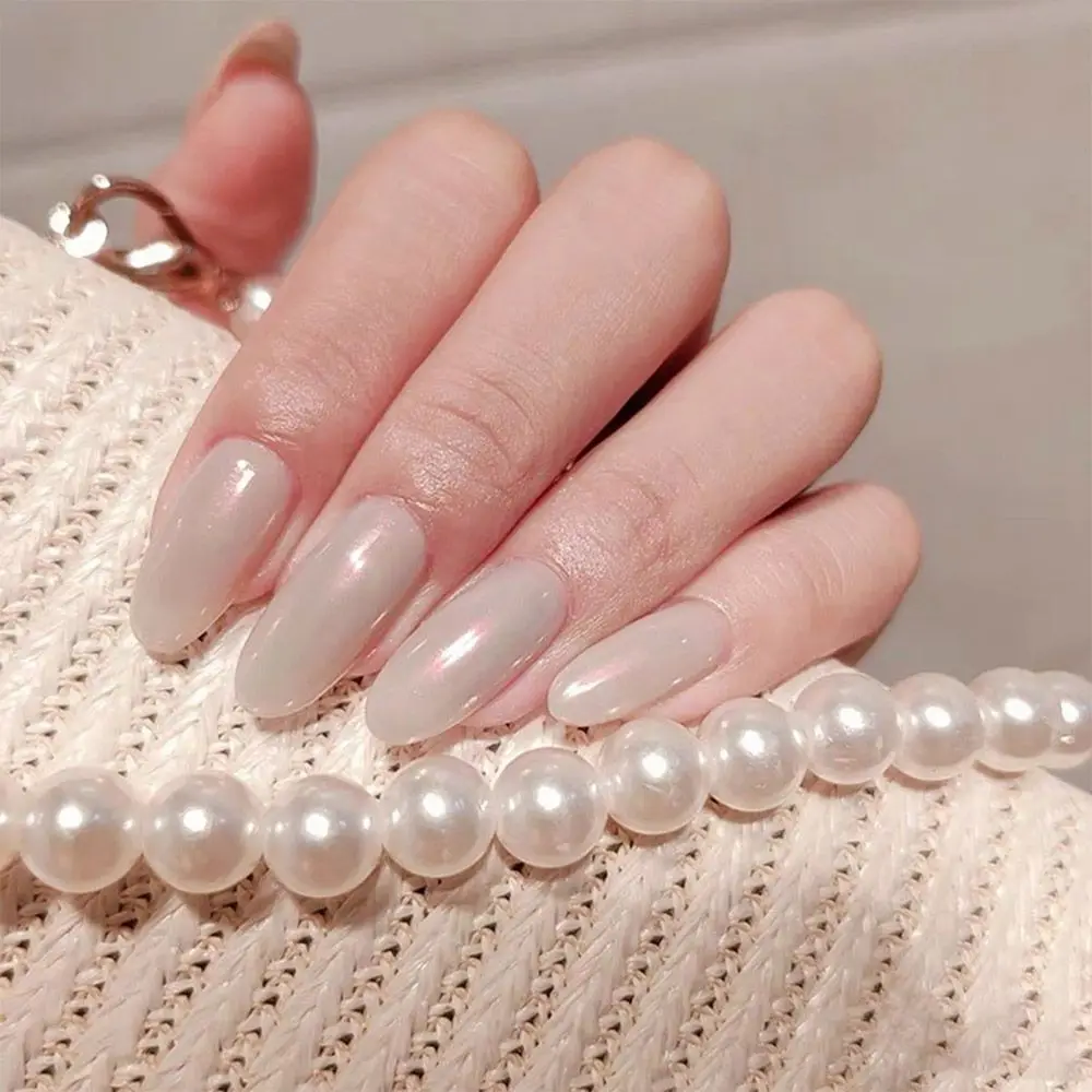 

24pcs Detachable False Nails Aurora Almond Wearable Fake Nails Full Cover Nail Tips
