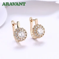 2022 new arrival cubic zirconia flower gold color drop earrings for women wedding fashion jewelry