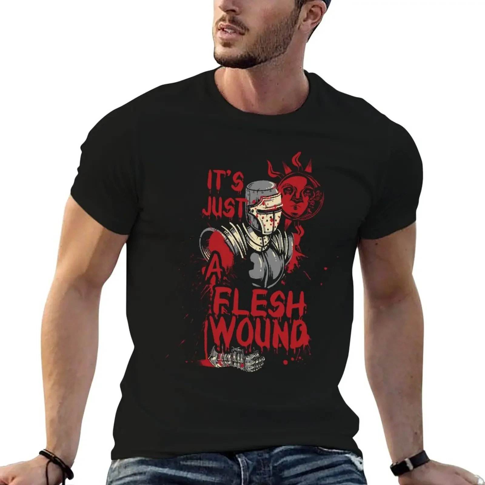 Футболка Monty It's just a Flesh Wound синие арховные фигурки аниме одежда в стиле кавайная
