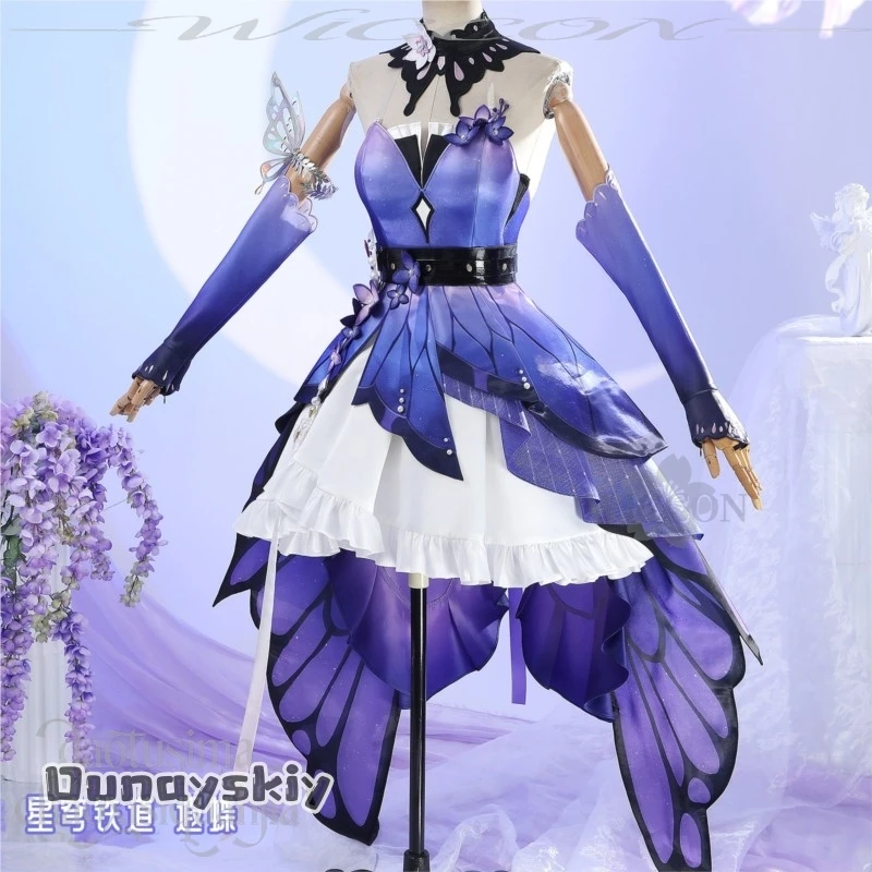 Фото Косплей-костюм Dunayskiy/Anime Game Honkai: Star Rail, новый наряд Castorice, платье-бабочка Gossamer Flutter, фиолетовое, в стиле гот-лолита №3
