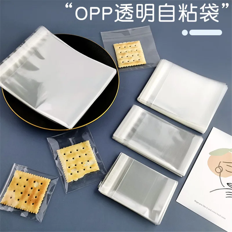 

100 Pcs Transparent Frosted Cookie Candy OPP Bags Self-Adhesive Plastic Biscuits Snack Baking Packaging
