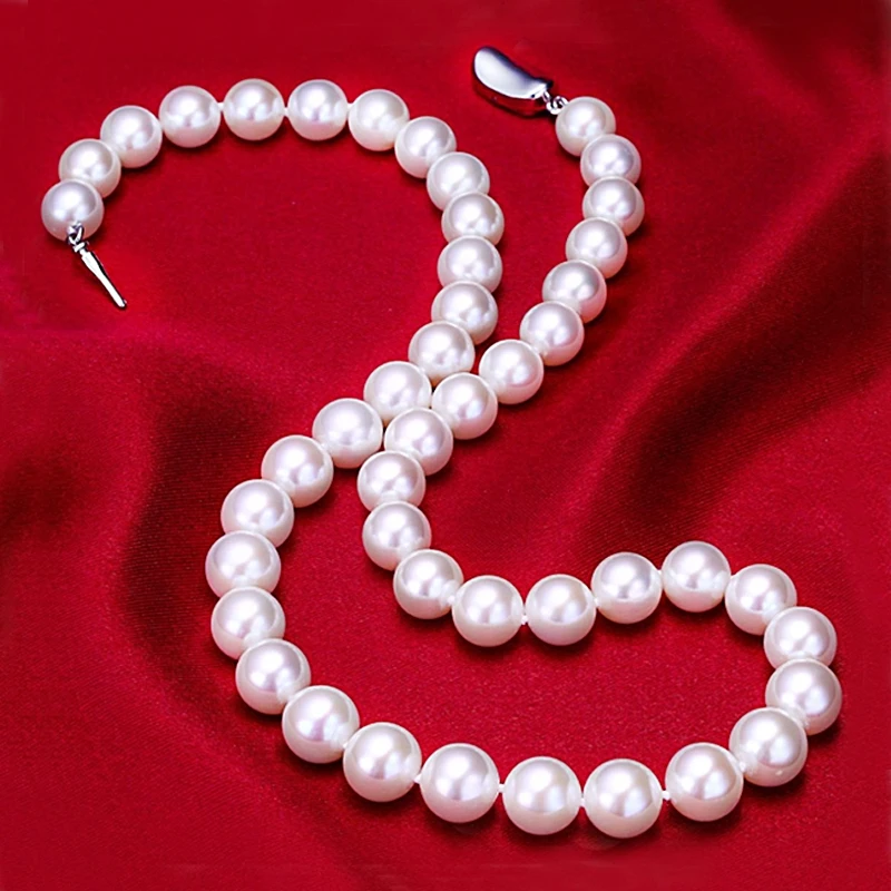 

Elegant large white imitation pearl 8mm/10mm necklace Collarbone chain necklace for women wedding jewelry gift for mom