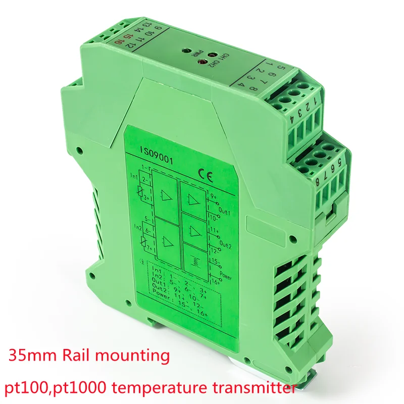 

35mm Din Rail Mount pt100 pt1000 4-20mA Multi Input Ouput Temperature transmitter Module Signal converter