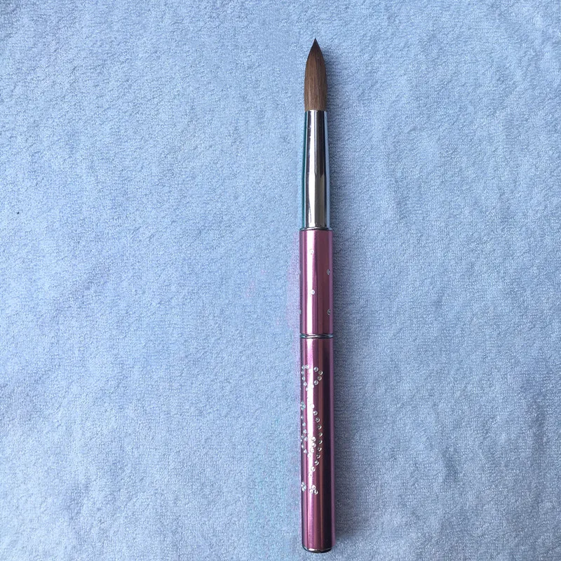 100% Kolinsky Nail Art Brush Sable Diamond Metal Handle Acrylic UV Gel Extension Builder Petal Flower Drawing Pen Manicure Tools