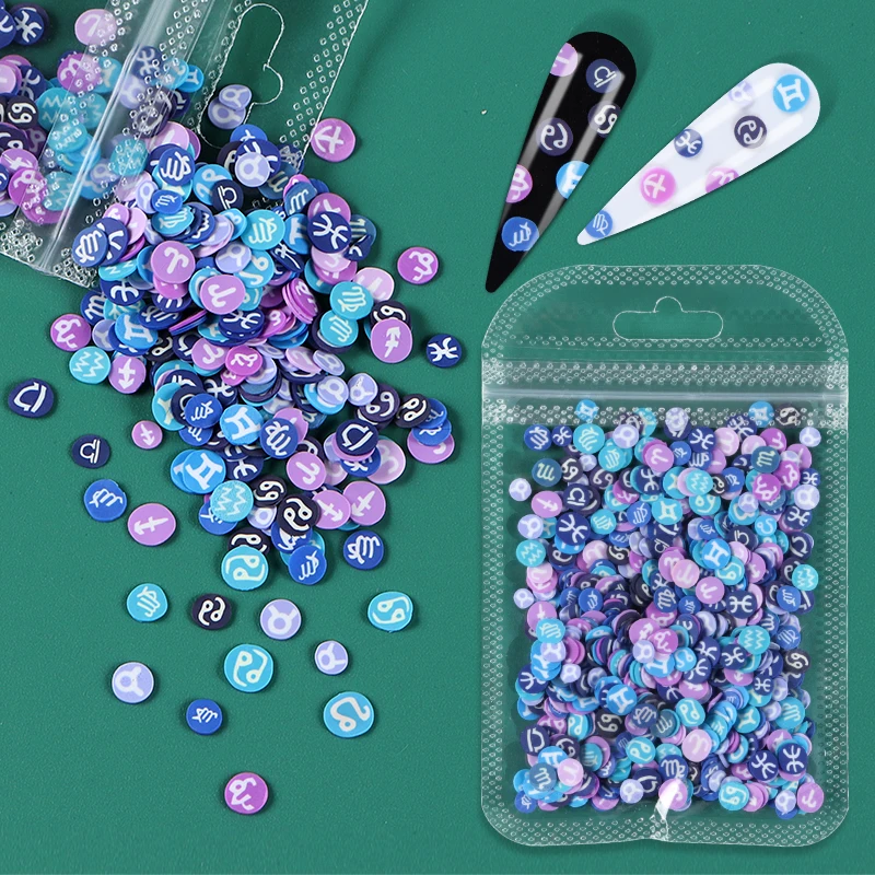 12 созвездий искусство ногтей украшения мягкая глина хлопья знаки зодиака гель