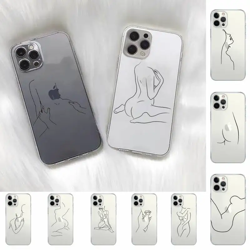

Funny Abstract Sexy Art Lines Phone Case for iPhone 11 12 13 mini pro XS MAX 8 7 6 6S Plus X 5S SE 2020 XR clear case