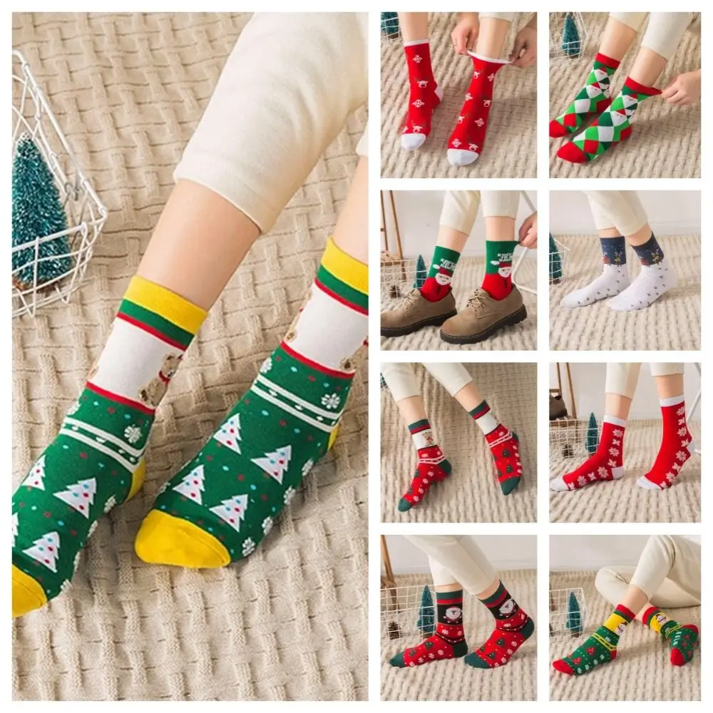 

Elk Christmas Socks Soft Thickened Snow Christmas Tree Socks Cotton Middle Tube Socks Santa Claus Socks Ladies