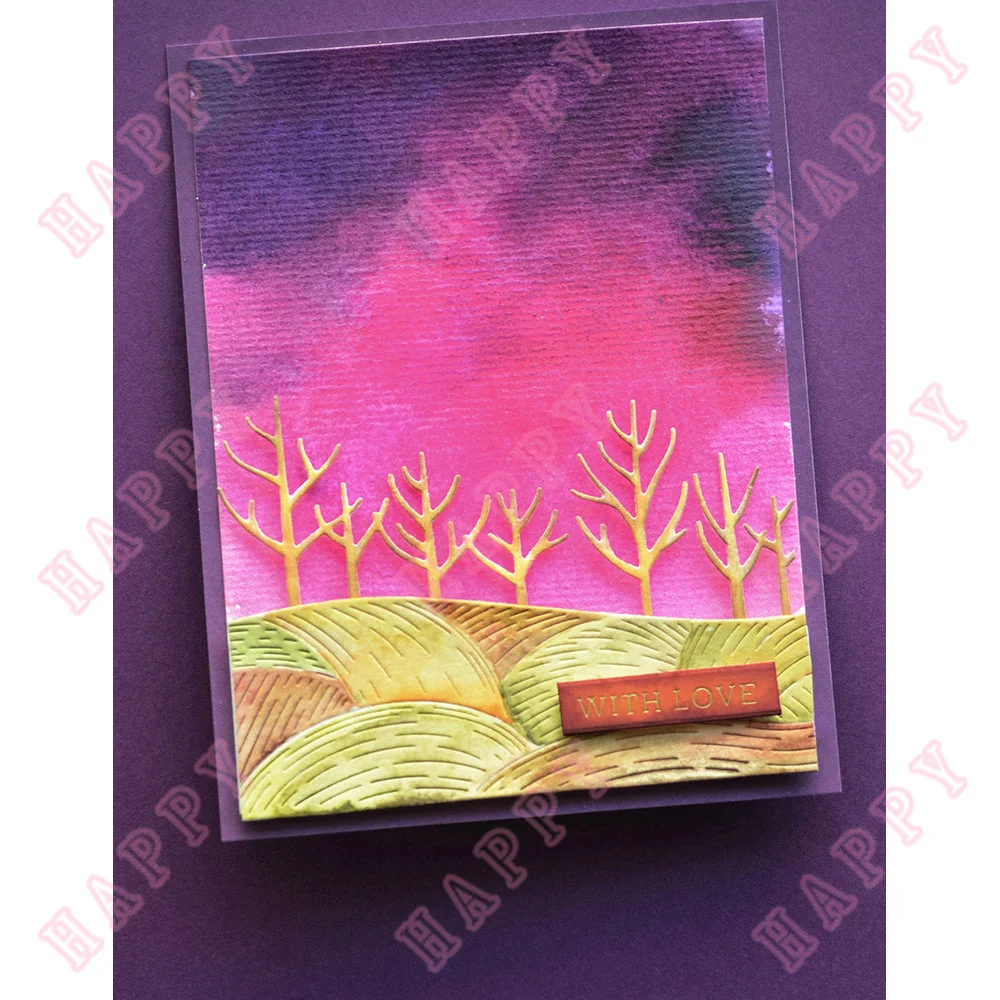 Металлические Вырубные штампы деревья и поле искусственное украшение бумажные