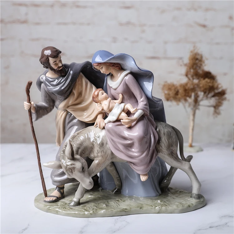 

Керамические поделки, скульптура католического рождения Иисуса, украшения для группы, религиозные рождественские украшения для церкви, домашний декор, подарки