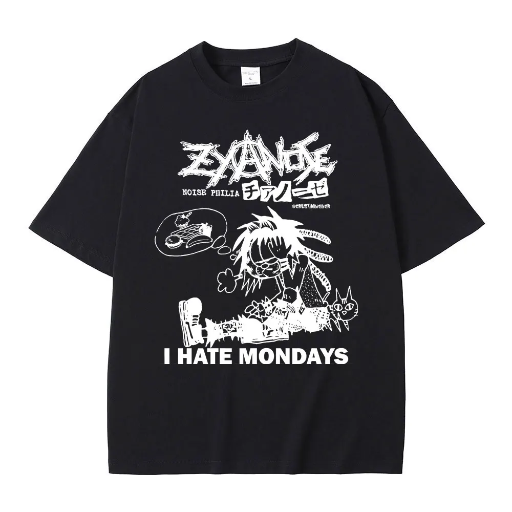 Футболка Zyanose I Hate Mondays мужская и женская футболка в стиле панк-кота с забавным