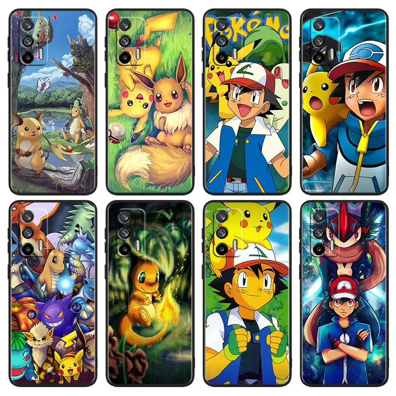 

Pokemon Pikachu Cute Phone Case For OPPO Realme Q5i Q5 Q3S 10 9i 8i 7i 6 5 Narzo 50i 50A 50 30 Pro Plus Black Cover