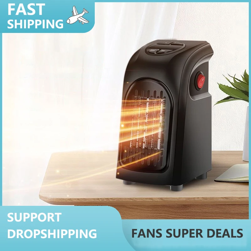 Electric Heater 500W Safe Quiet Ceramic Fan Heater Plug In A