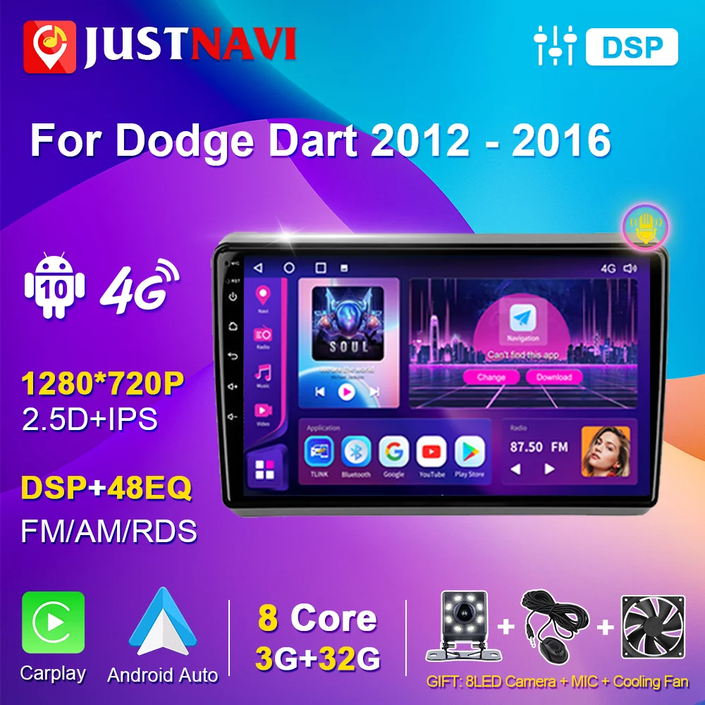 JUSTNAVI for Dodge Dart 2012-2016 for Dodge Dart 2012-2016 Android Car Radio Stereo 2din Multimedia Player IPS Screen Autoradio