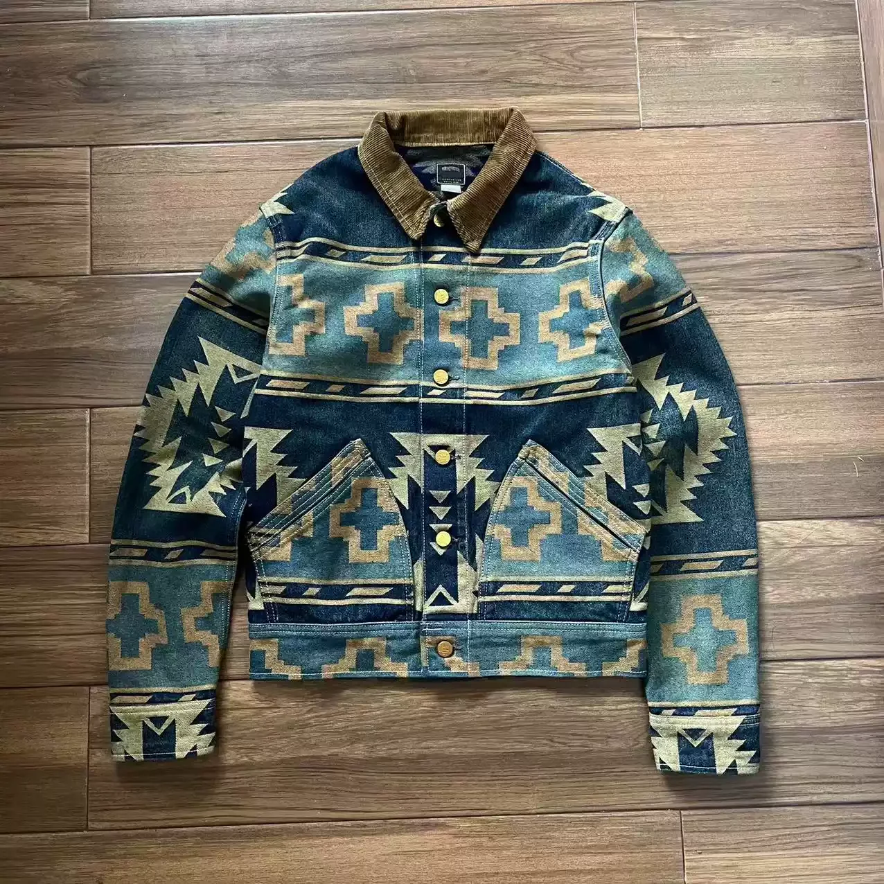 RRL 30-летие в западном стиле жаккардовая джинсовая куртка американском ретро