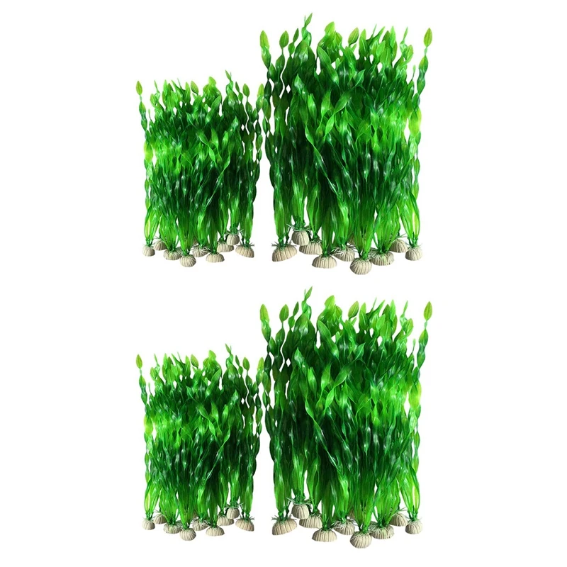 

40PCS Artificial Decorative Plastic Aquarium Fish Tank Decoration Plastic Plants (Green)