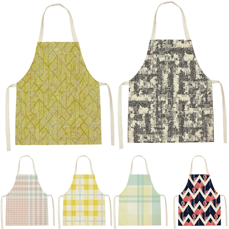 

Geometry Style Aprons Apron Men Lattice Pattern Household Simplicity Baking Accessories Cleaning Pinafore Home Custom Apron Bib