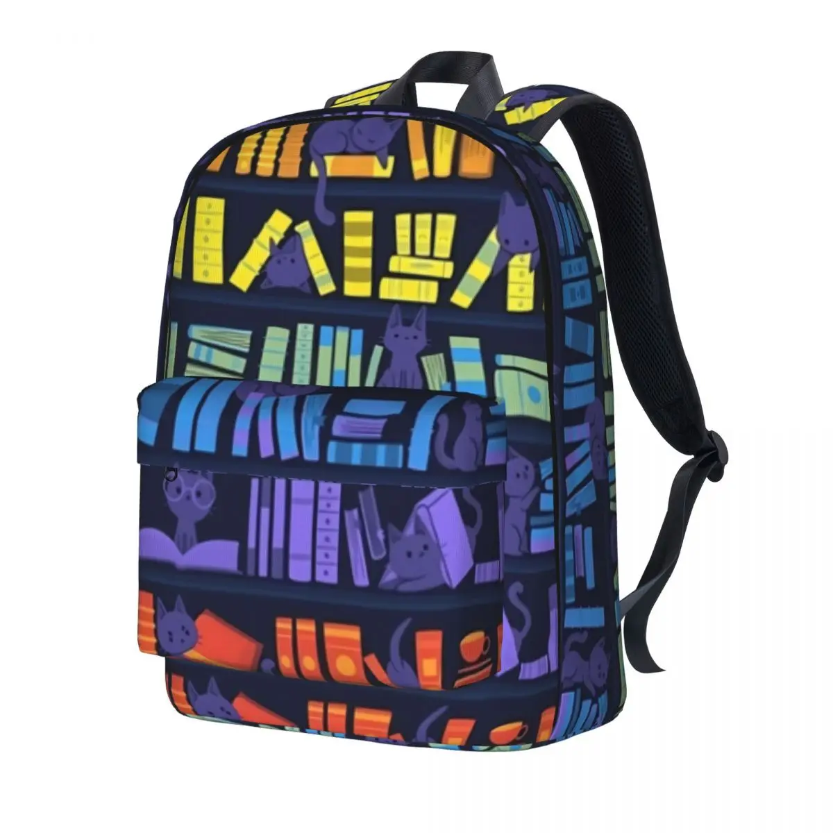 

Library Cats Backpack Colorful Kittens Cute Backpacks Student College Print School Bags Custom Rucksack
