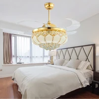 42 inch bedroom ceiling fan light invisible fan light living room dining room frequency conversion home crystal led chandelier
