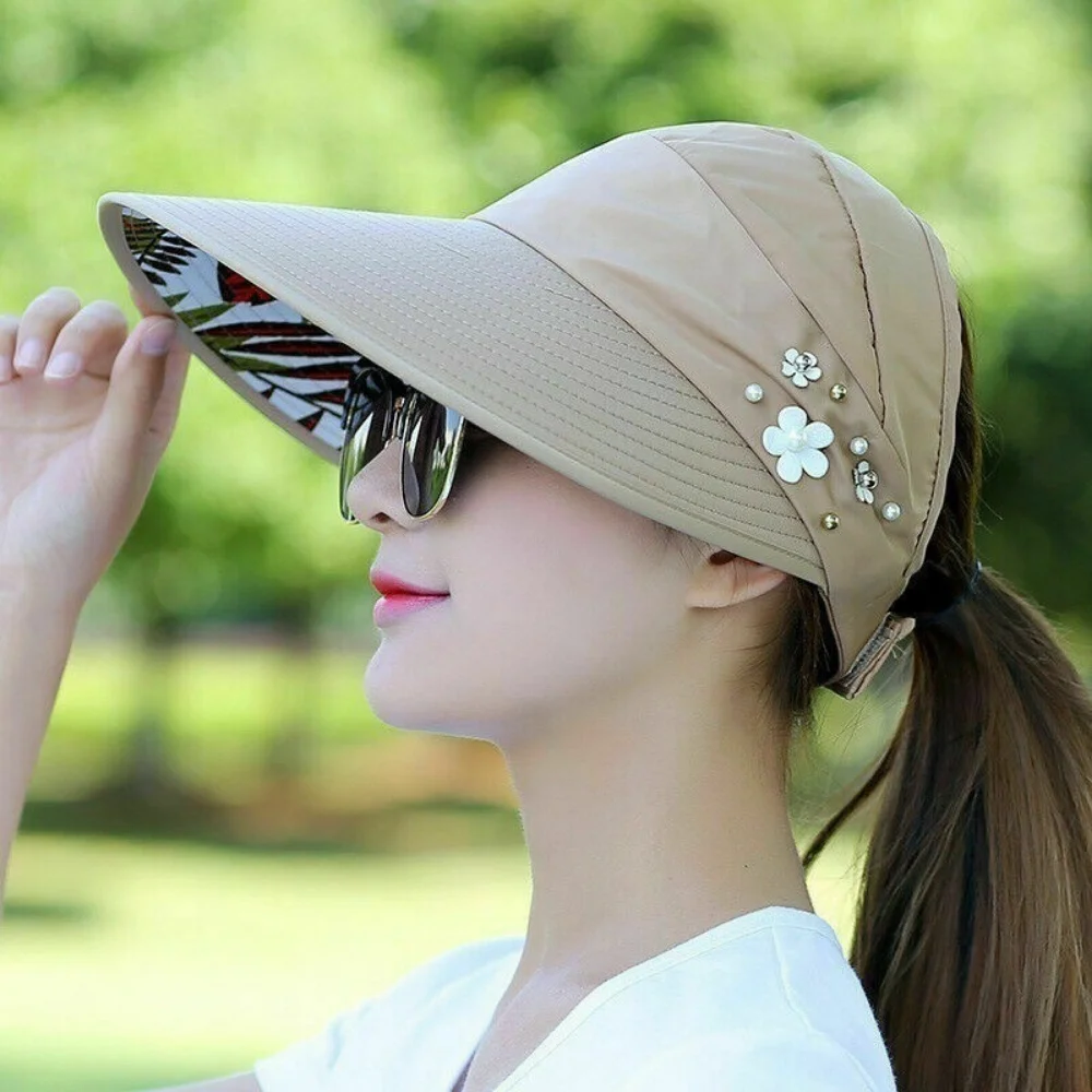

New Sun Hat for Women Sun Protection and Sunshade Sports Korean Baseball Cap Summer Folding Face Mask Headband Hat Beach Hat