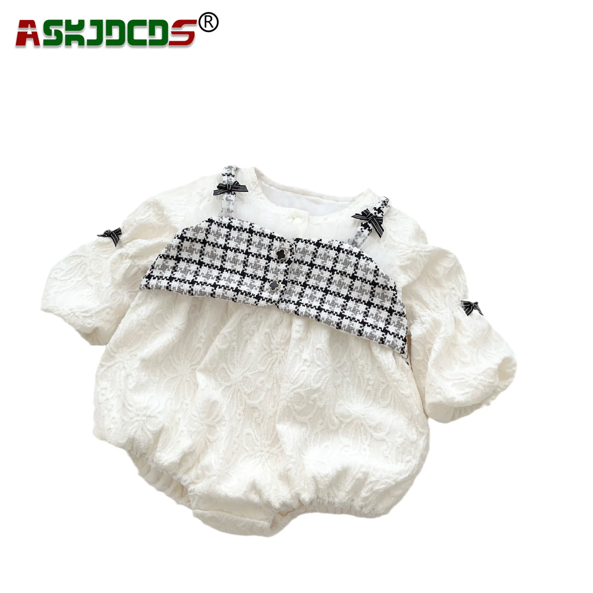 Осенняя коллекция 2023 клетчатые цельные боди с подкладкой из чистого хлопка