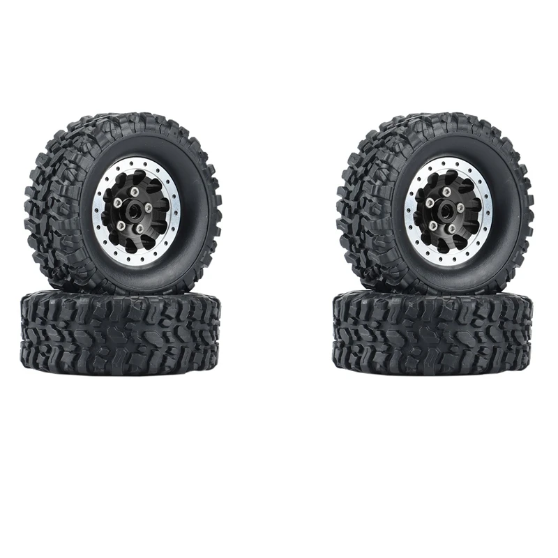 

4Pcs Metal Beadlock Wheel Hub Rim and Rubber Tire Set for WPL C14 C24 B14 B24 B36 MN D90 MN99S RC Car Upgrade Parts