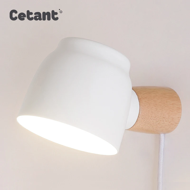 

Wall lamp reading lamp 360° rotatable solid wood LED wall lamp bedroom wall lamp restaurant wall lamp pole E14 lamp holder Nordi