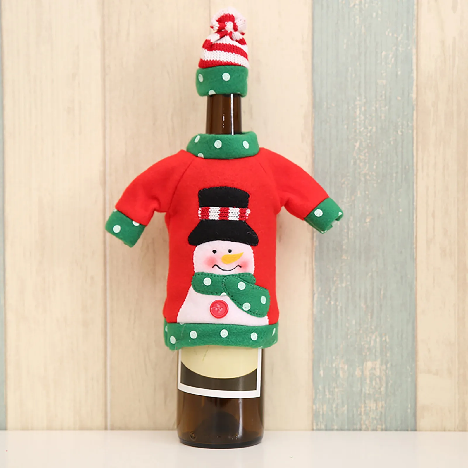 

Bottle Protectors for Travel Christmas Wine Bottle Cap Sweater Design Santa Snowman Christmas Home Party Decoration