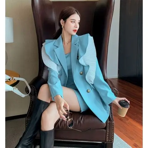

Women 2022 New Vintage Elegant Crop Outerwear and Sleeveless Slim Dresses Female Korean Stylish Office Ladies 2 Piece Suit Q17