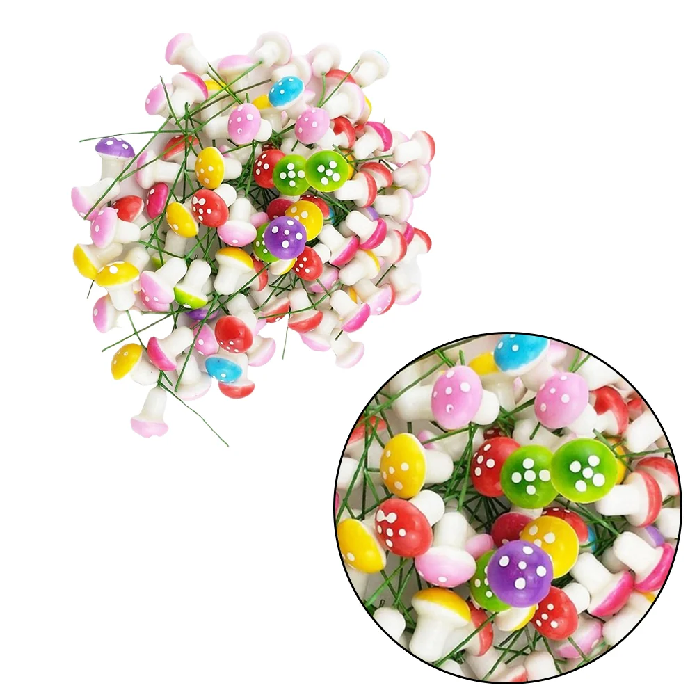 

60Pcs Miniature Mushroom Mini Mushroom Colorful Mushrooms Size Mixed Color