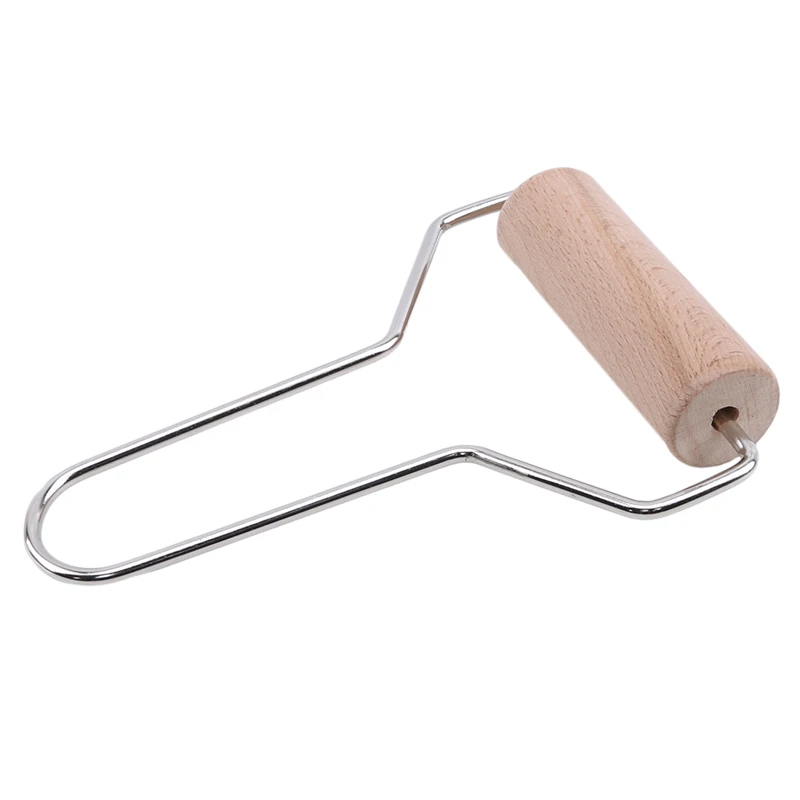 

1Pc Wood Clay Modeling Tool Round Wood Roll Stainless Steel Handle Mud Roller Rolling Pin Rolling Pin Hand Tool