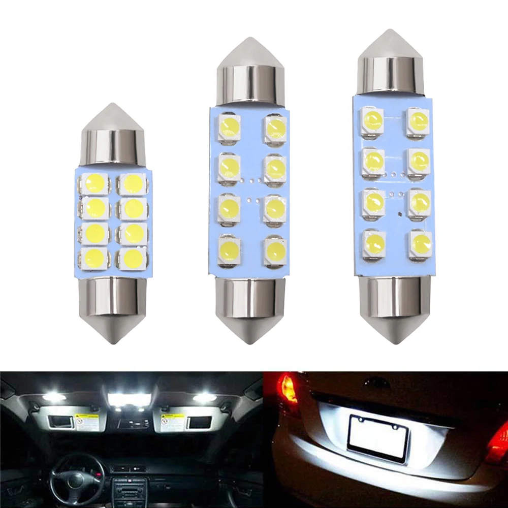 31 мм, 39 мм, 41 мм, белый чип 3528, 1210, фотовспышка C10W, C5W, 8 светодиодов, окрашенная купольная дверь для чтения, декоративная лампа 12 В постоянного тока, модифицированный интерьер автомобиля