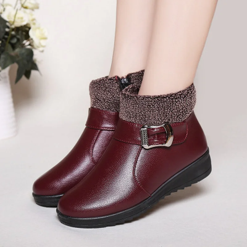 Winter Casual Platform Block High Heels Ankle Boots Female S