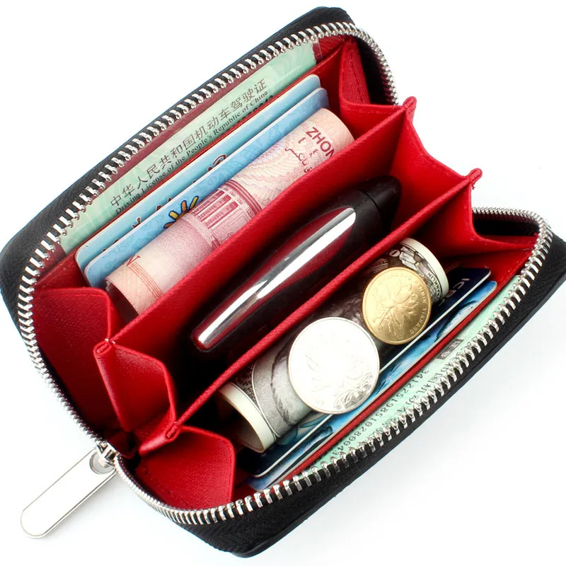 

Women Small Wallet for Cards Genuine Leather Coin Purse Zipper Casual Short Wallet Mini Clutch Money Bag Card Holder Coin Pocket