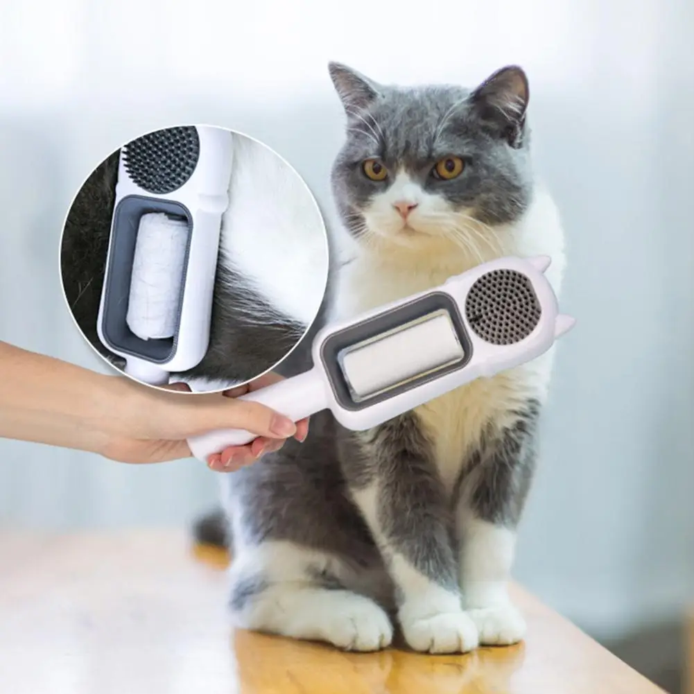 

Ergonomic Design Pet Comb Removing Floating Hair Pet Comb Cartoon-shaped Long-handled Pet Hair Removal Comb for Wet Cats