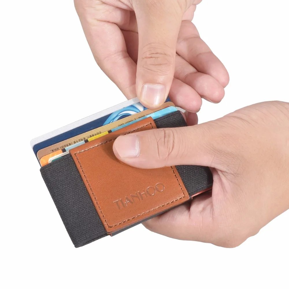 

Men Minimalist Slim Wallet Elastic Mini Leather Business Card Holder Drivers License ID Carte Credit