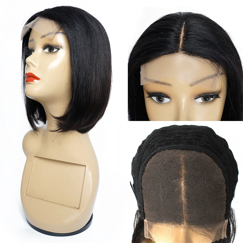 

Straight Bob 4x4 Lace Closure Wig Short Bob Human Hair Wigs Indian Remy Hair Transparent Lace With Pre-Plucked Hairline Indian