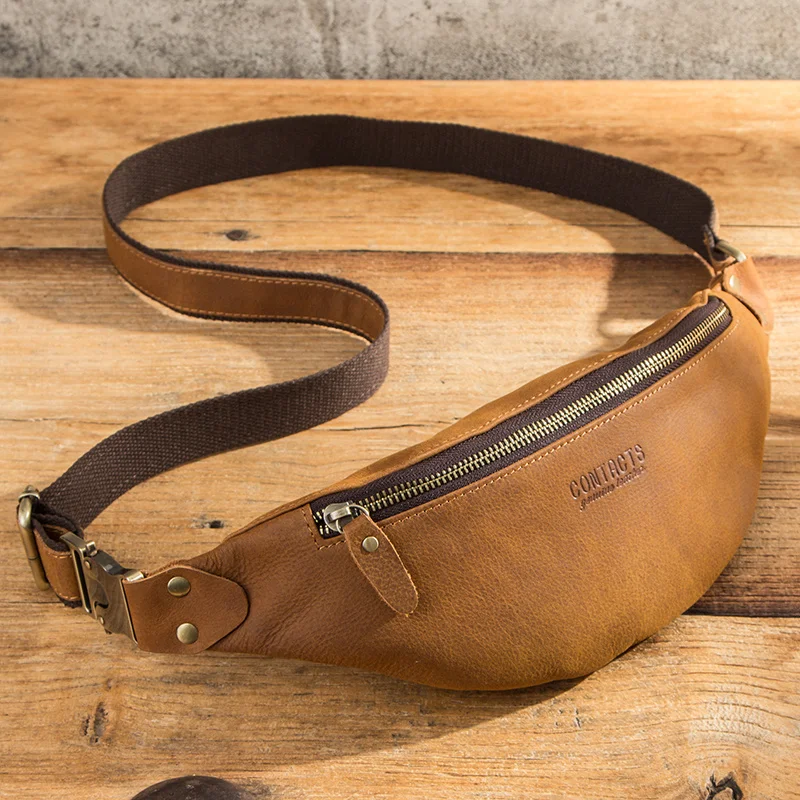 Кожаная поясная сумка Crazy Horse для мужчин 100%