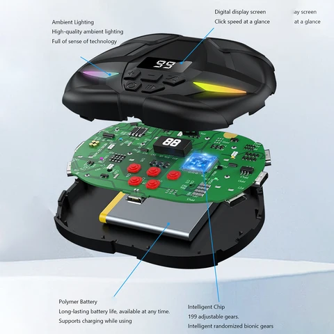 Автоматический кликер на экране мобильного телефона с цифровым дисплеем и RGB-подсветкой. Автоматический кликер на телефон для игр. Прямые трансляции. Zadania с наградами.